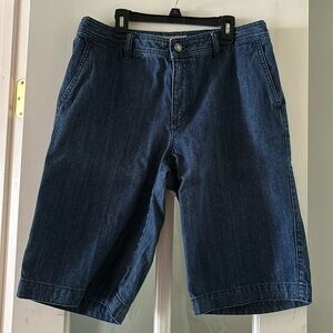 Liz Claiborne Audra Jean shorts Dressy Sz10 cotton 2 front 1 back button pocket